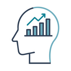 Human Profile with Bar Graph Icon Representing Employee Performance and Data Analysis