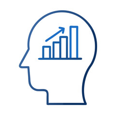Human Profile with Bar Graph Icon Representing Employee Performance and Data Analysis