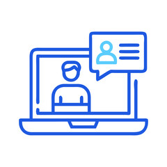 Fototapeta premium Laptop with Video Call Icon Representing Online Learning and Virtual Education