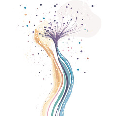 Obraz premium Abstract Colorful Flower Illustration with Flowing Lines and Pastel Colors