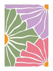 Artistic Abstract Floral Vector Featuring Beautiful Vintage Retro Flower Clipart Design

