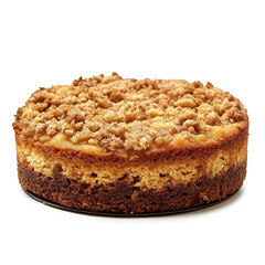 A freshly baked sour cream coffee cake with a crumbly streusel topping, moist cinnamon-infused layers, and golden crust