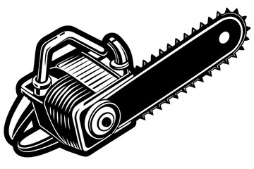 Chainsaw vector illustration, Chainsaw silhouette or  vector icon with transparent background