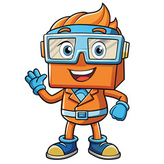 Fototapeta premium Friendly cartoon scientist character waving