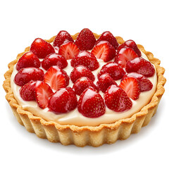 A freshly baked strawberry tart with golden buttery crust, smooth pastry cream, and fresh strawberries