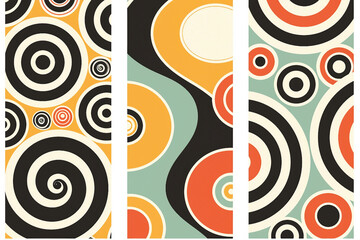 Naklejka premium Vibrant generative AI retro artwork with colorful wavy patterns for creative and ornamental design