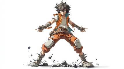 Obraz premium Anime boy in action pose.