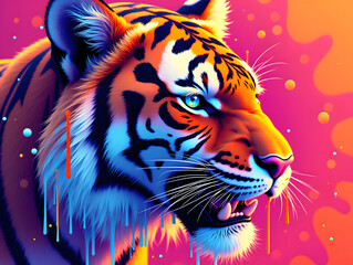 Golden national trend twelve zodiac sign tiger, traditional decorative pattern cartoon image concept illustration
