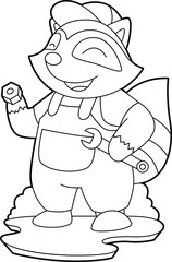 Racoon Mechanic Wrench Animal Vector Graphic Art Illustration