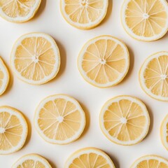 Sliced yellow lemons arranged in an appealing and organized pattern