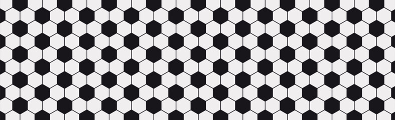 Black and white panoramic texture football background ball - Vector illustration
