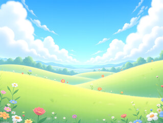 Obraz premium Outdoor scenery Blue sky White cloud grassland nature travel grassland season background