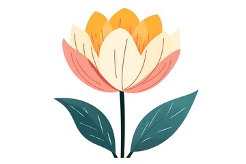 Fototapeta premium Minimalist Flower with Pastel Colors and Line Art, Botanical Element