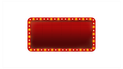 Light bulb frame. Red frame with light bulb isolated on transparent background