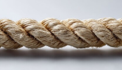 Closeup Beige Rope Texture Against White Background