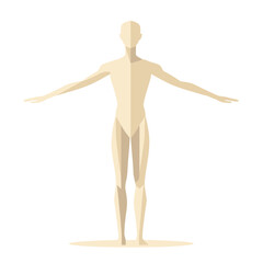 Beige Human Figure Geometric Pose Abstract Illustration