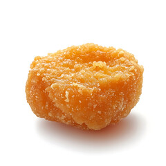 A golden crispy fried chicken nugget with seasoned batter, tender meat interior, and crunchy coating