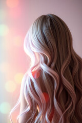 Naklejka premium back view photograph of beautiful wavy and shiny hair.