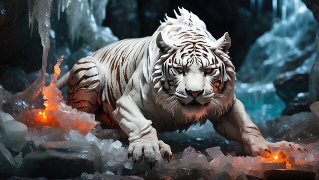 epic garuda liger battle war, ai generative