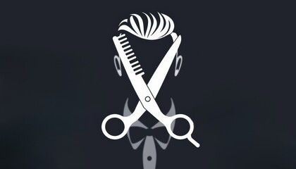 A stylish depiction of scissors and a comb forming a hair salon logo. Ideal for barbershops, hair salons, or grooming product advertisements.