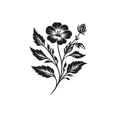 Black and white flowers silhouette stencil vector illustrations
