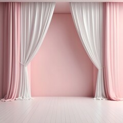 Pink and White Curtains in a Minimalist Room