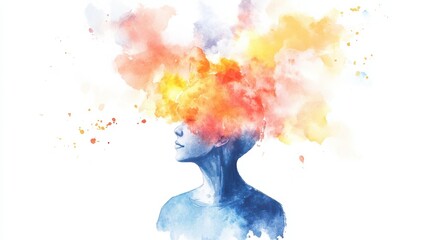Obraz premium Conceptual watercolor sketch depicting personal development and positive thinking mindset illustration