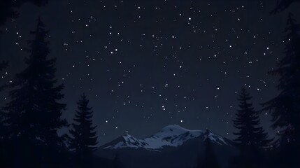Naklejka premium Tranquil Night Sky Over Majestic Mountain Landscape with Stars