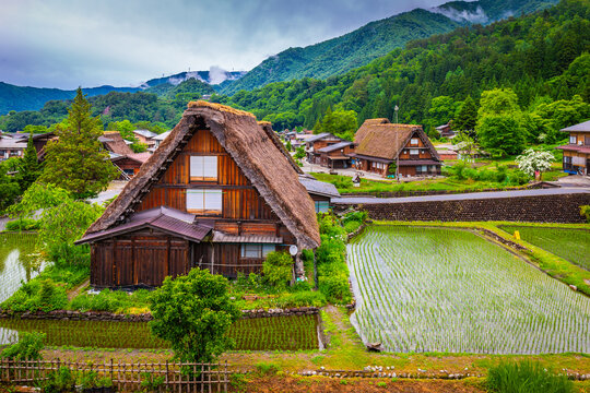 Traditional and Historical Japanese village Shirakawago in Gifu Prefecture Japan, Gokayama has been inscribed on the UNESCO World Heritage List due to its traditional Gassho-zukuri houses