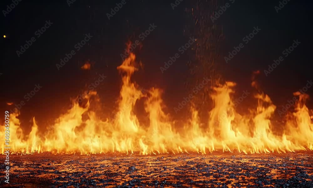 Wall mural dynamic flames of intense fire creating a bright and fiery background with glowing heat and dramatic