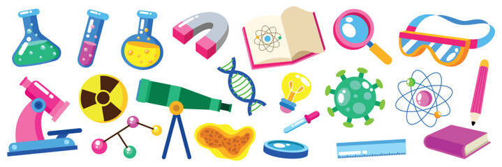 Set of premium vector science and chemistry element illustration