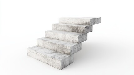Concrete stairs on an isolated white background. Minimalistic design with a contemporary look. Concept of modern architecture. 3D Rendering illustration
