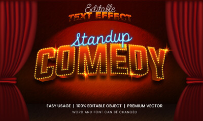 Standup Comedy editable text effect premium vector