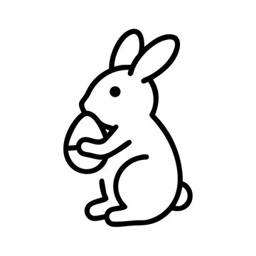 &Iacute;cono de conejo de Pascua sosteniendo un huevo vector png
