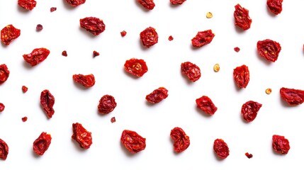 Scattered Sundried Tomatoes on White Background for Food Photography Projects illustration
