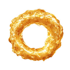 Fototapeta premium A golden crispy fried onion ring with perfectly seasoned batter, tender onion interior, and uniform shape