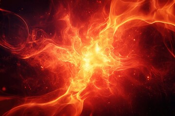 Intense fiery abstract artwork showing radiant energy and flowing light