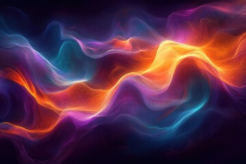 Abstract colorful waves vibrant energy flow digital art,
