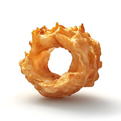Fototapeta premium A golden crispy fried onion ring with seasoned batter, tender onion interior, and uniform shape