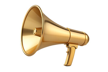 golden megaphone isolated on white background