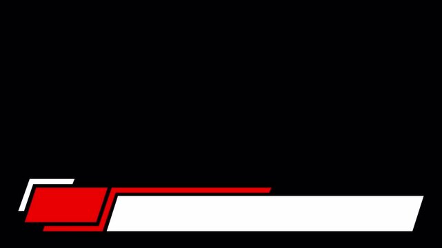 Modern lower third with bold red and white layout with a sharp, left-anchored design. Perfect for professional video production, new headline, Creator videos. Video template in alpha channel