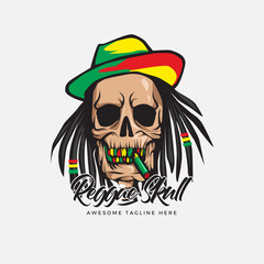 Skull reggae logo vector