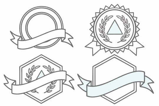 Elegant Badge and Award Ribbon Templates Customizable Vector Designs