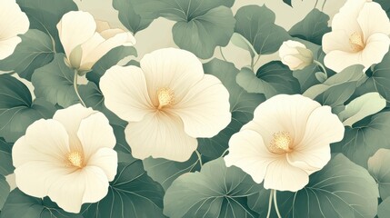 Illustration vector of seamless pattern of flower and leaf minimalist, pastel color shade, minimalist style