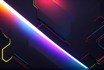 Abstract digital landscape depicting a futuristic blue and black grid moving rapidly through space and time during a nighttime scene,generative AI