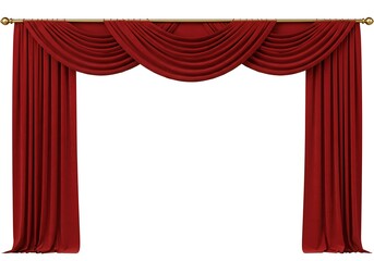 Red curtain on white background