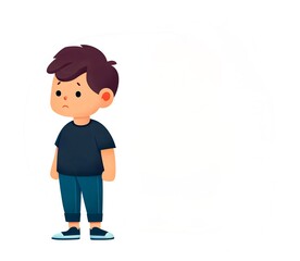 Fototapeta premium Conceptual isolated vector illustration of a boy with healthy physical characteristics on a white background with copy space.