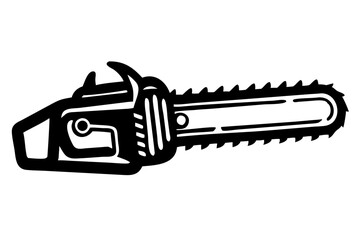 Chainsaw vector illustration, Chainsaw silhouette or  vector icon with transparent background