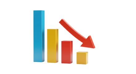 Isolated Decreasing Bar Chart with Arrow