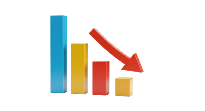 Isolated Decreasing Bar Chart with Arrow